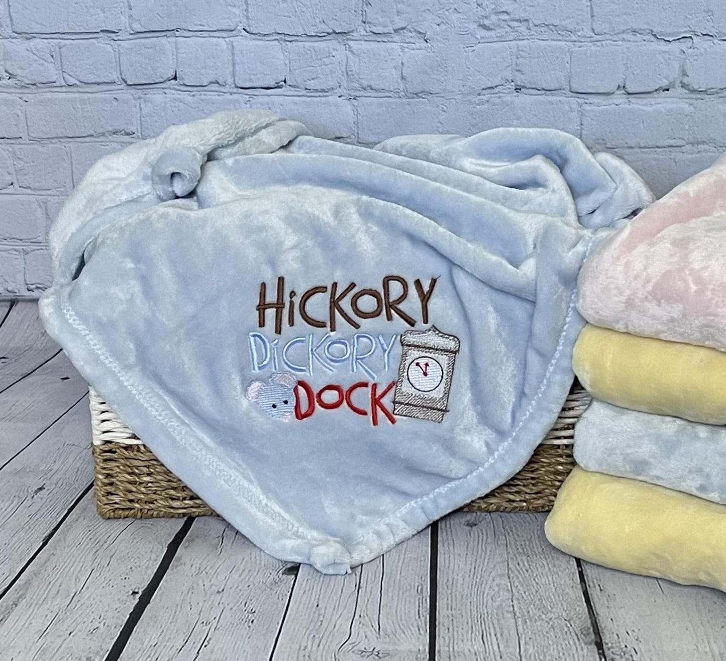 Hickory Dickory Dock nursery rhyme baby blanket