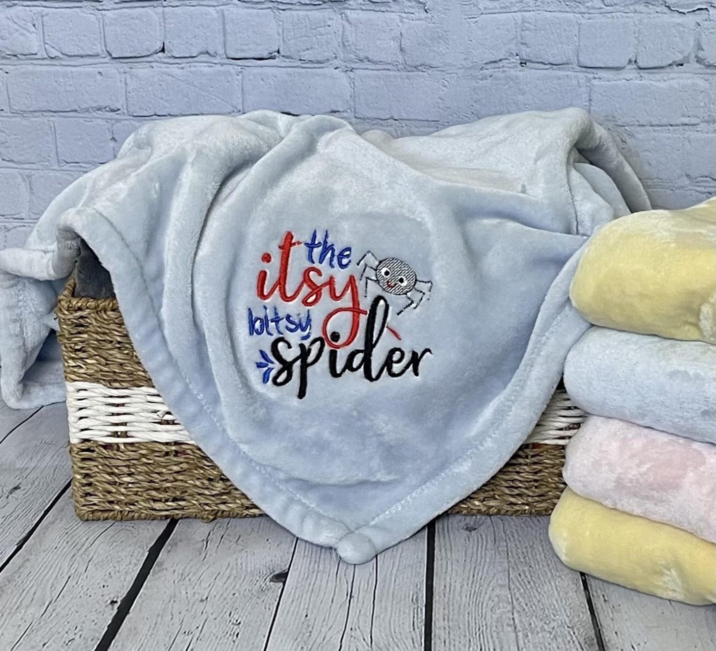 The Itsy Bitsy Spider nursery rhyme baby blanket