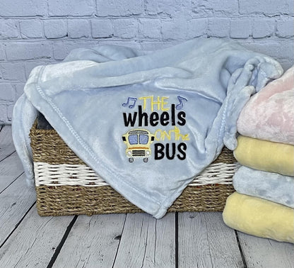 Wheels On The Bus nursery rhyme baby blanket